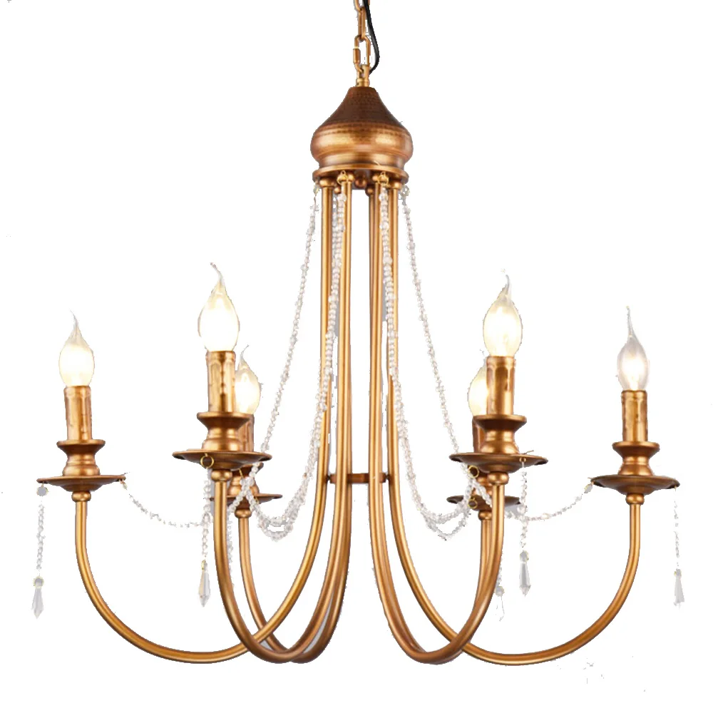 Modern Vintage Design Crystal E14 Ancient Gold Led Chandelier Lighting Fixtures for Home Loft Staircase Living Room Bedroom Lamp - Цвет абажура: E14x6