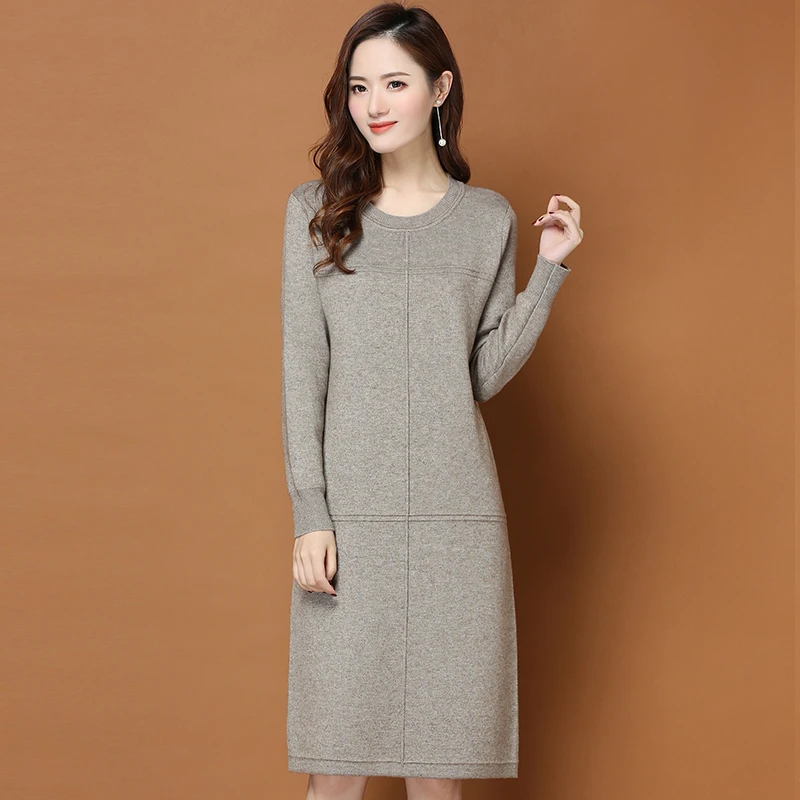 

New Fashion 2022 Autumn Winter Women Long Sweater Dress Pullovers Warm Knitted Sweaters Pullover Dresses Lady