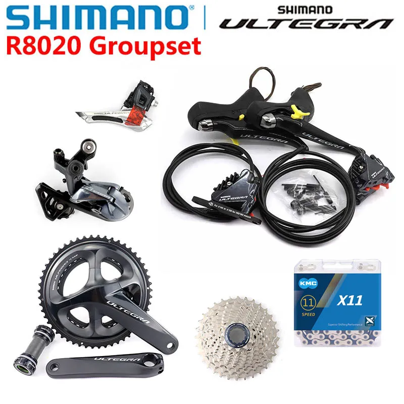 

Shimano Ultegra R8020 2 x 11 Speed Hydraulic Disc Brake Groupset Derailleurs ROAD Bicycle R8070 Flat Mount caliper