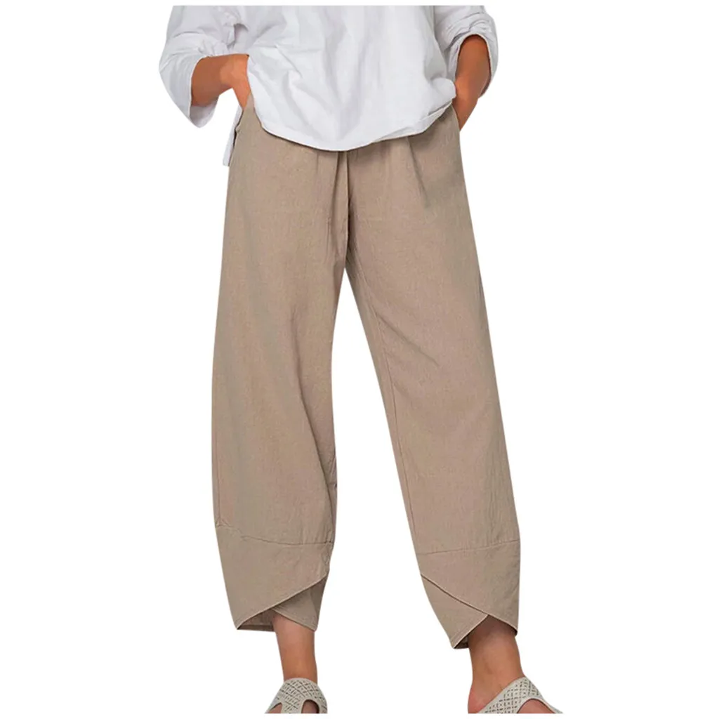 

Fashion Women Casual High Waist Solid Summer Cotton Loose Long Straight Pants Casual Spring Summer Sports Clothing L*5