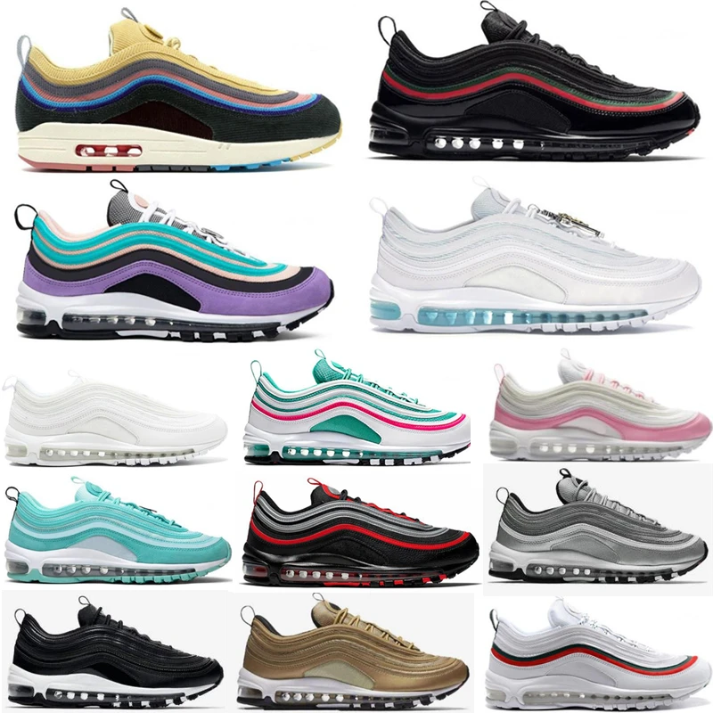 

2021 Running Shoes Mens Sean Wotherspoon 97 Cushion Bred Triple White 97s Green Worldwide Gym Trainers Sport Sneakers US 5.5-11