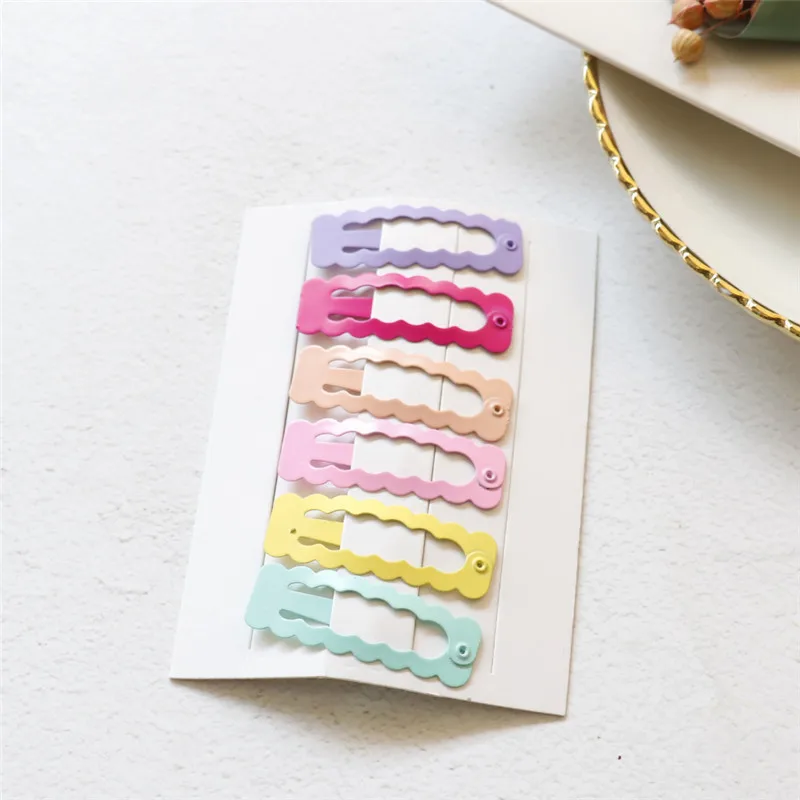 

6 Pcs Cute Cartoon Geometric Heart Type Hair Clips Candy Color Metal Baby BB Clips Girls Hairpins Kids Headwear Hair Accessories