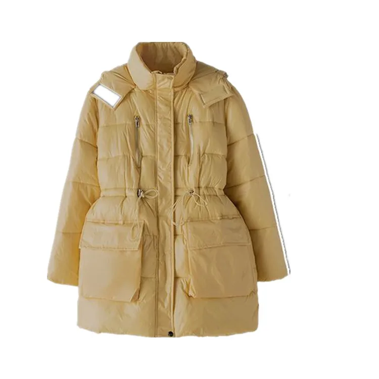 

draw of string down cotton-padded jacket in the female hooded long coat women with thick cotton-padded clothes joker