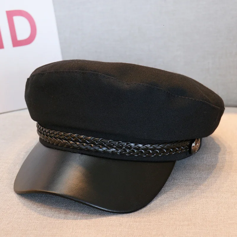 Удивительная модная однотонная женская военная Кепка с плоским верхом шапка для