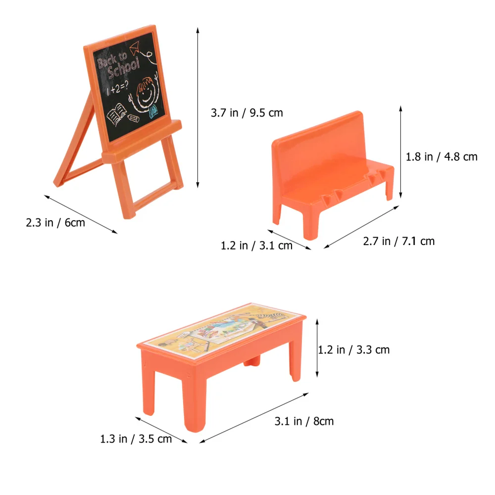 

13pcs Mini Landscape Model Classroom Scene Model Blackboard Desk Chair Model