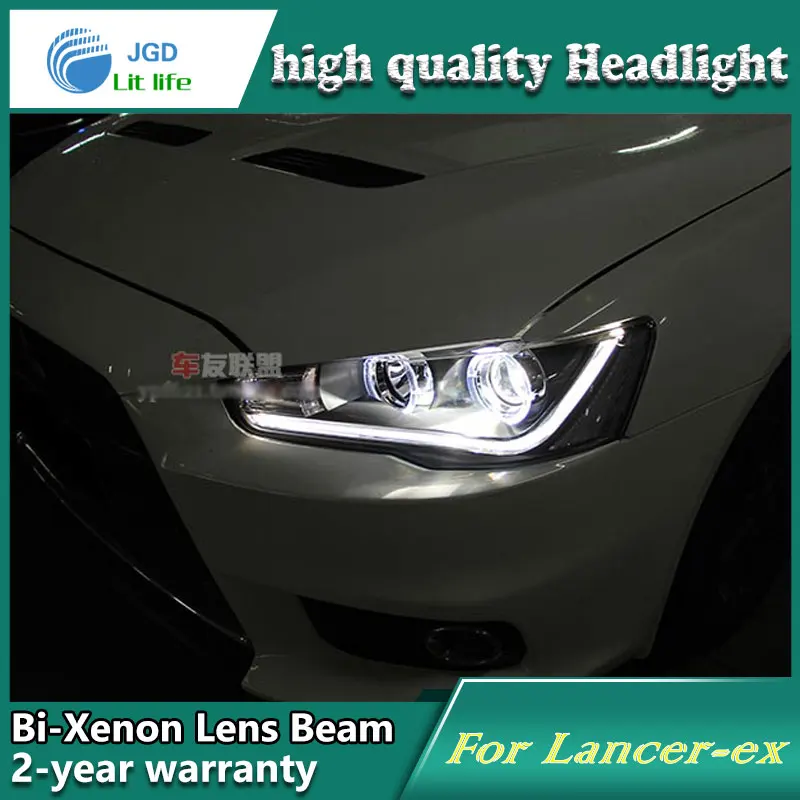 Чехол для стайлинга автомобиля Mitsubishi Lancer 2010 2013 фары светодиодные DRL линзы двойной