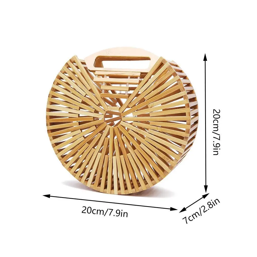 New Style Bamboo Ladies Handmade Hand-carrying Bamboo Bag Beach Bag Semi-circular Bamboo Woven Bag Bamboo Knot Bag