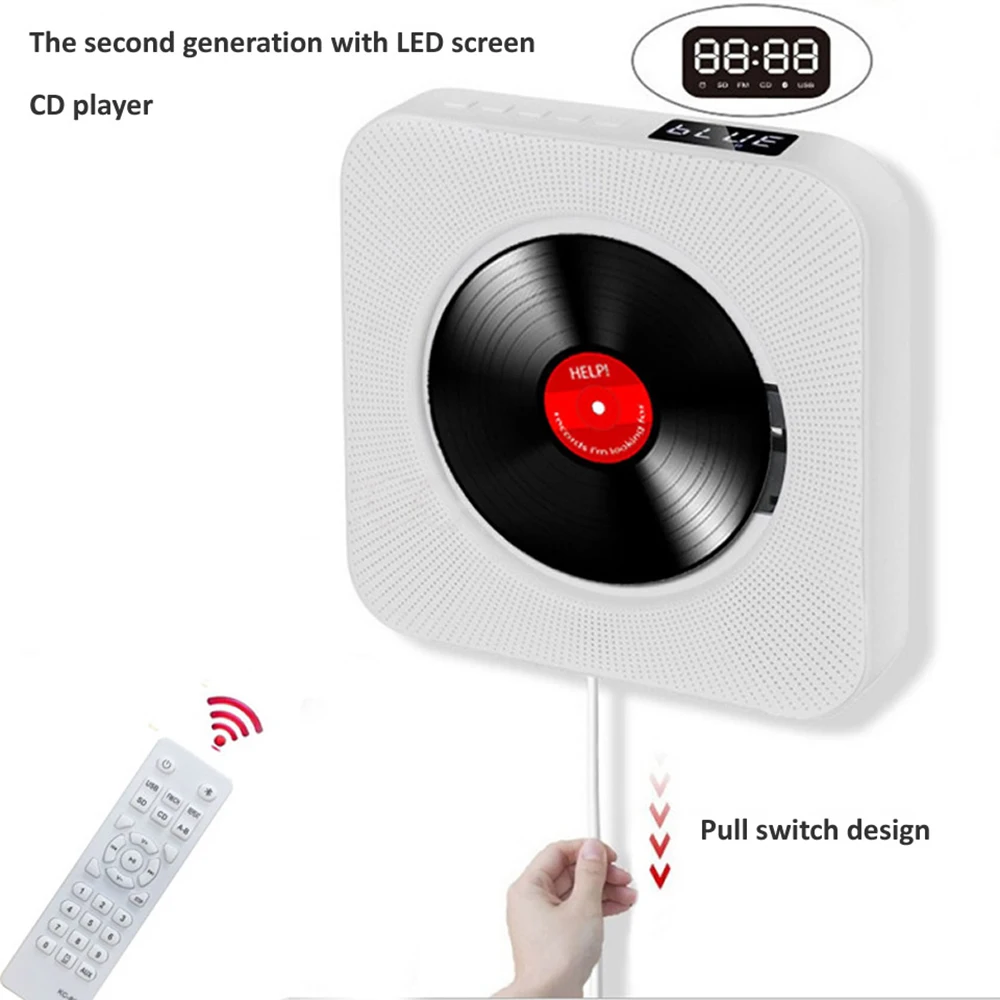 Bluetooth CD плеер настенный Hi Fi FM радио USB MP3 диск домашний портативный стерео динамик