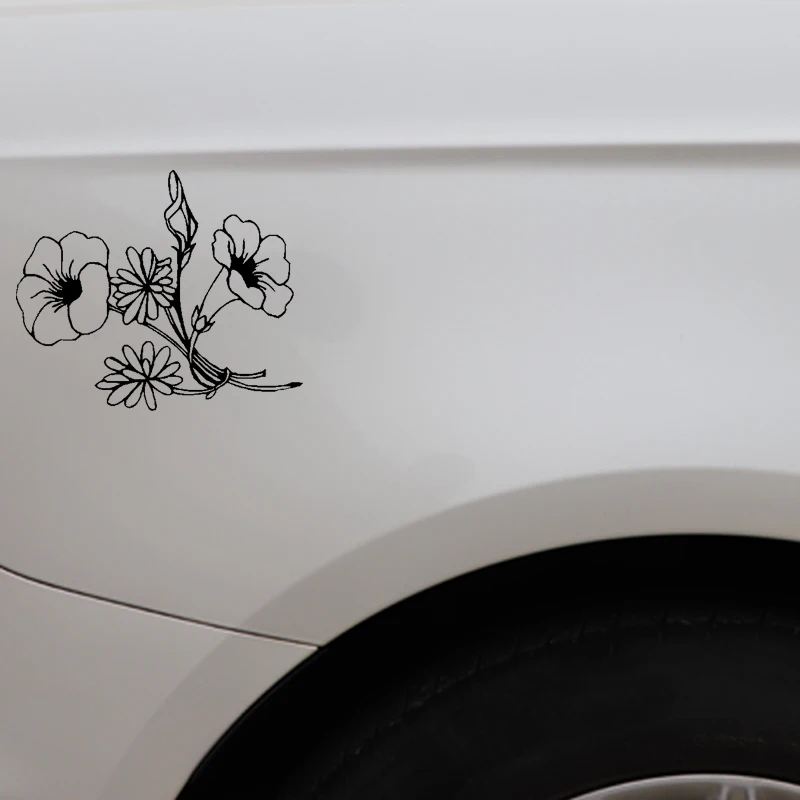 

Morning Glory Design Car Sticker High Quality Car Window Decoration Personality Pvc Waterproof Decal Black/white, 19cm*16cm