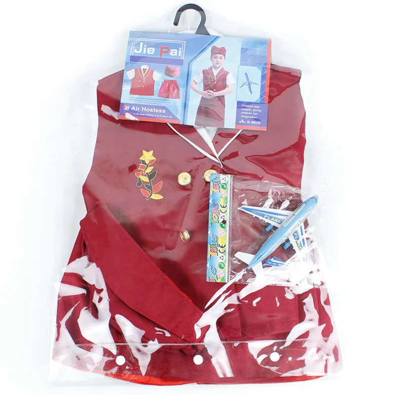 Детская воздушная униформа костюмы для косплея стюардессы авиакомпании девочек
