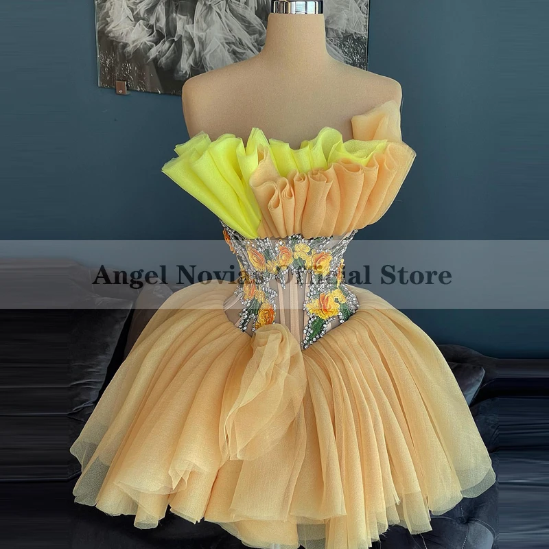 

Женское коктейльное платье ANGEL NOVIAS, пикантное мини-платье цвета шампанского для выпускного вечера, 2021