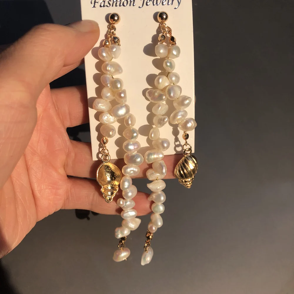 Серьги KBJW с настоящими жемчужинами и кисточками ювелирные изделия неправильным