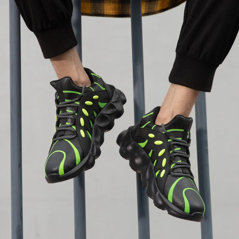 

Shark Bottom Light Men Running Shoes Retro Male Chunky Dad Sneakers Thick Sole Skretch Flat Walking Shoes Height Increasing Shoe