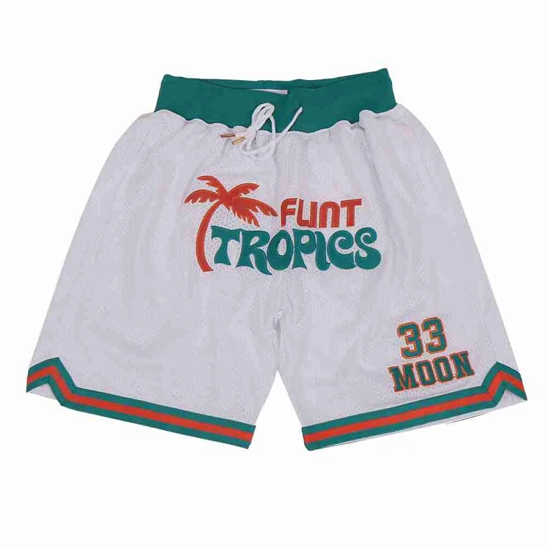 

BG Basketball shorts Flint Tropics Embroidery sewing Zip pocket outdoor sport big size various styles white sandbeach shorts