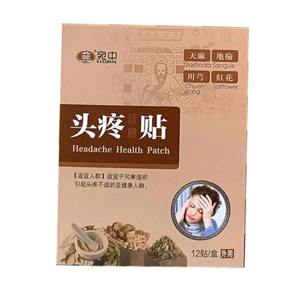 

12Pcs/box Relieve Headache Patch Treat Migraine Sickness Dizziness Anti Headache Plaster Help Sleeping Relax Head Health Care
