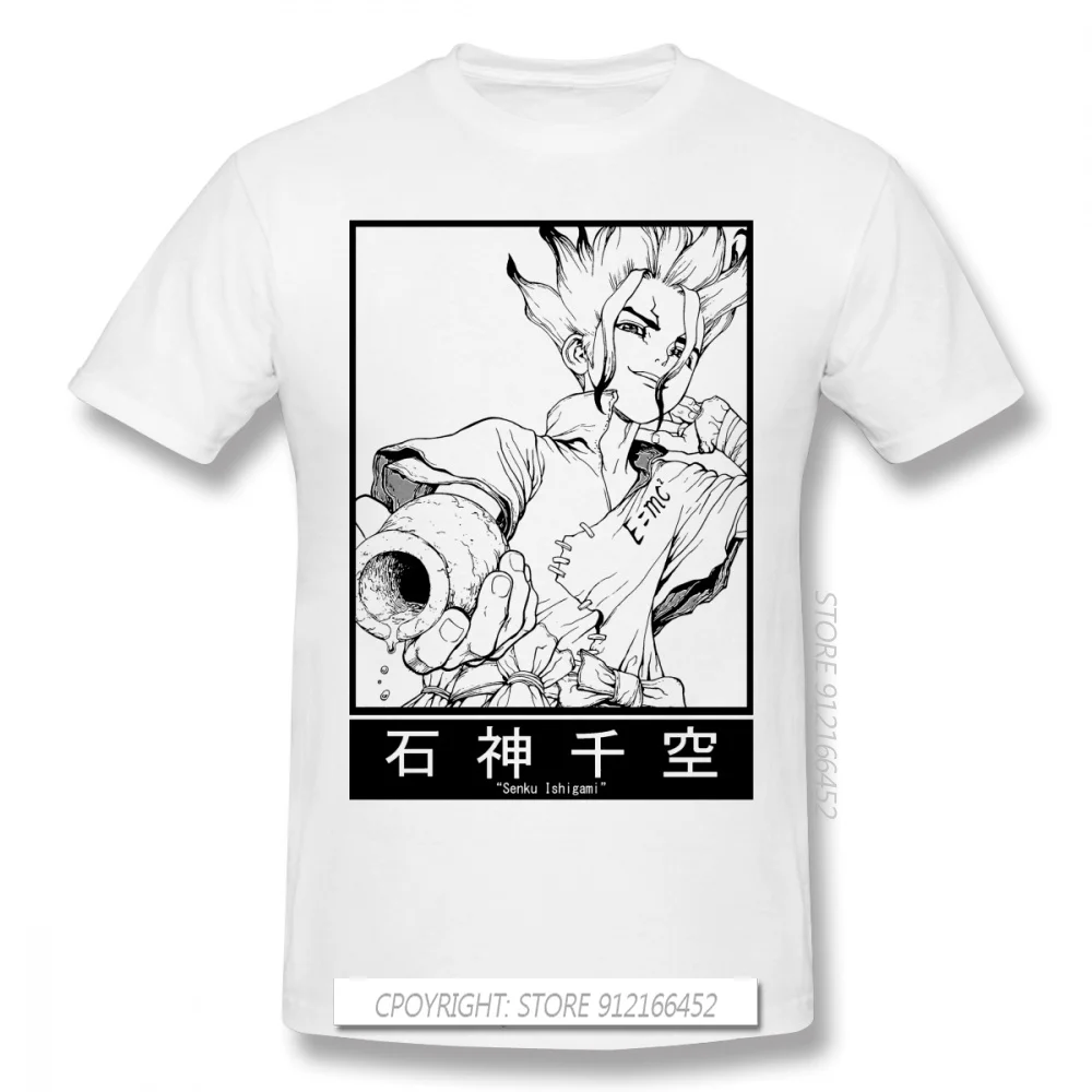 

Senku Ishigami Print 100% Cotton Funny T Shirts Dr Stone Tsukasa Post Apocalyptic Anime Men Fashion Streetwear