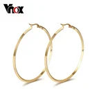 Vnox круглый Серьги-кольца для Для женщин большой Нержавеющая сталь Jewelry золото-цветсеребристый-Цвет 2 паралот