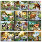 5D алмазная Вышивка Лошадь полная квадратнаякруглая алмазная живопись озеро вышивка крестиком животные лес Стразы мозаика украшение для дома