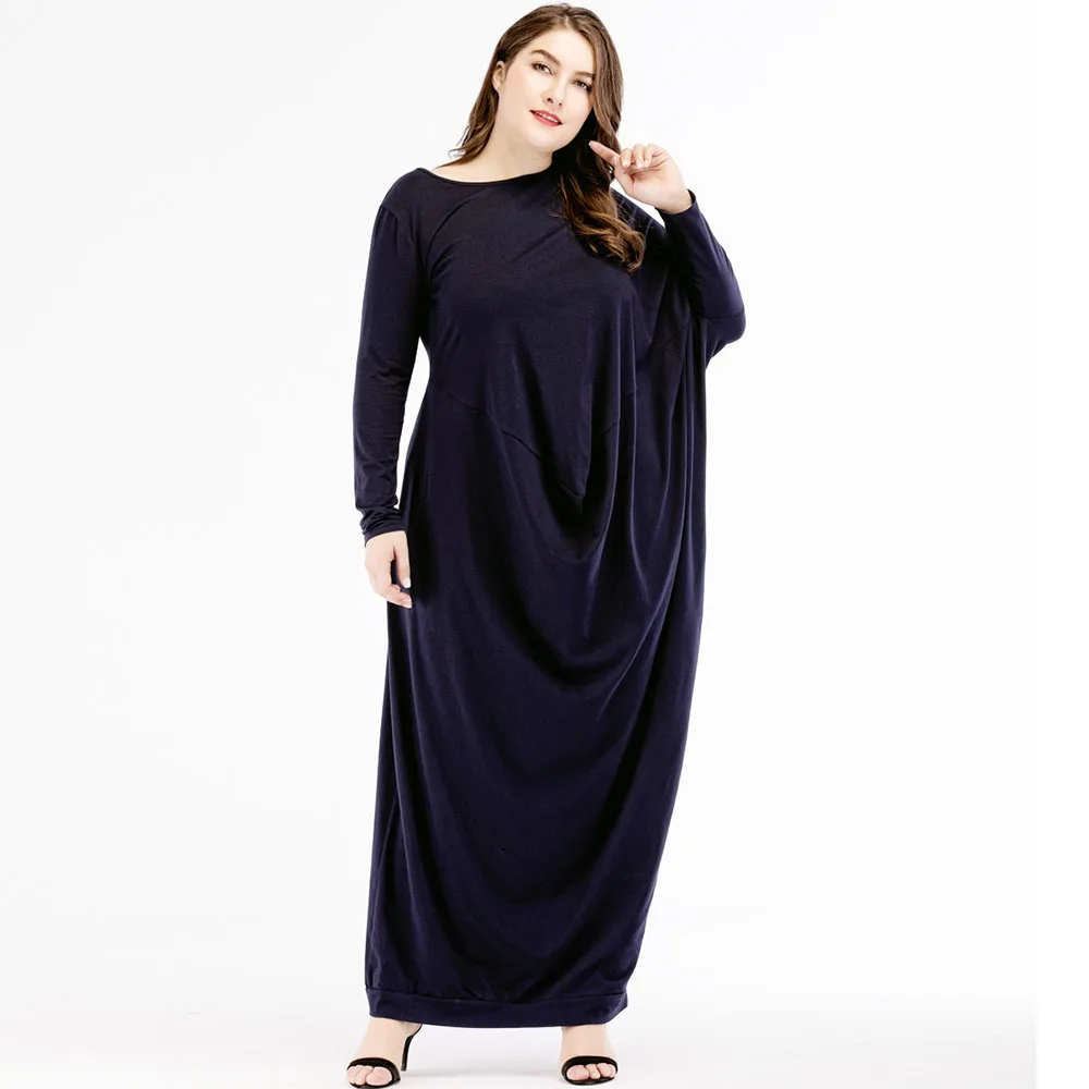 Мусульманское длинное арабское платье женское минималистичное большого размера