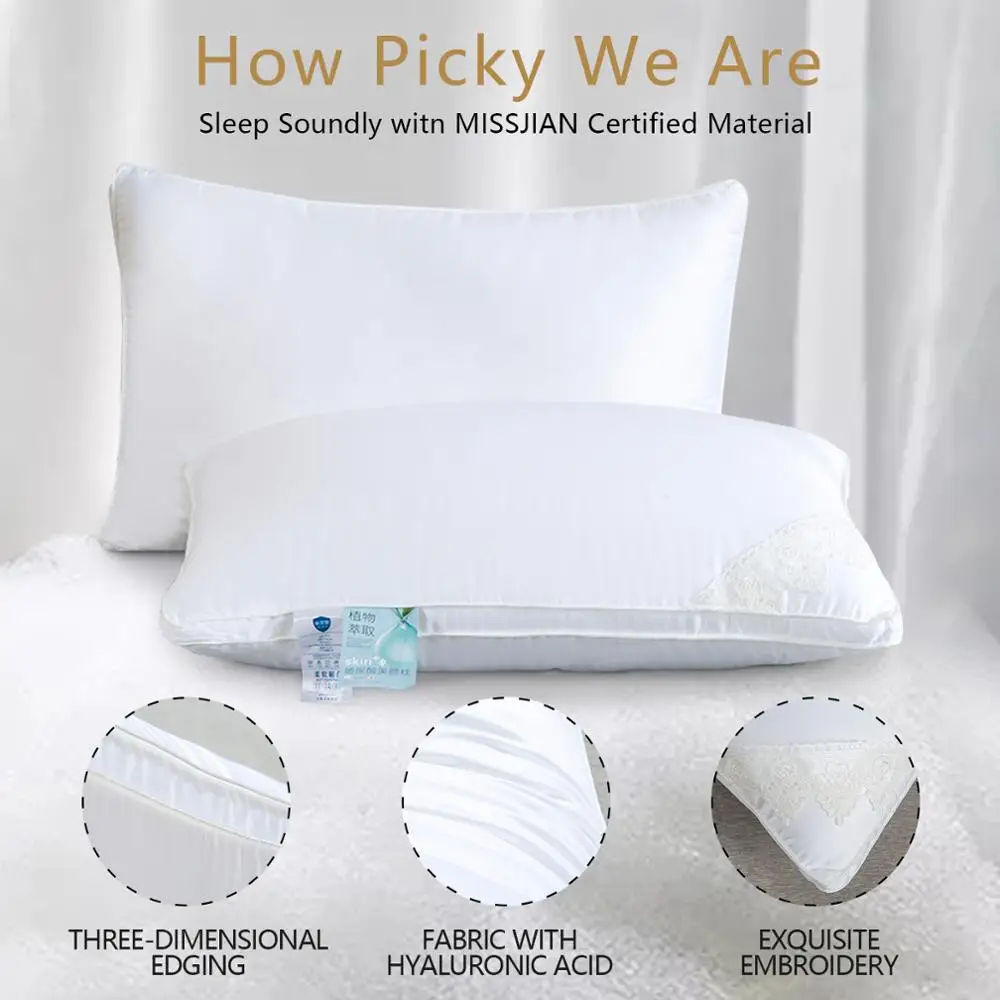 

Pillows For Sleeping With Feather Velvet Filler Hotel Pillow Feather Super Soft & Comfortable Pillows For Bed(White)