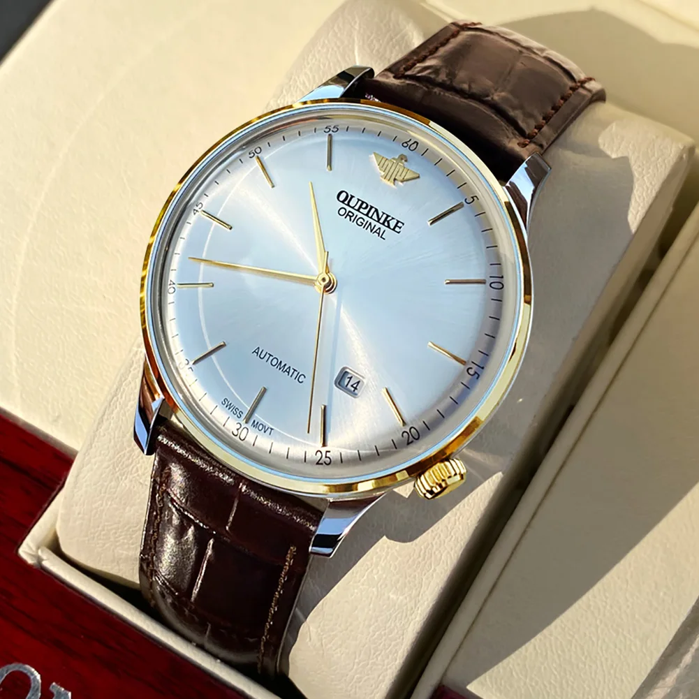 

Automatic Watch Men Mechanical Watches Luxury Brand 50M Waterproof Italian Leather Strap Sapphire Mirror Ultra-Thin Tourbillon