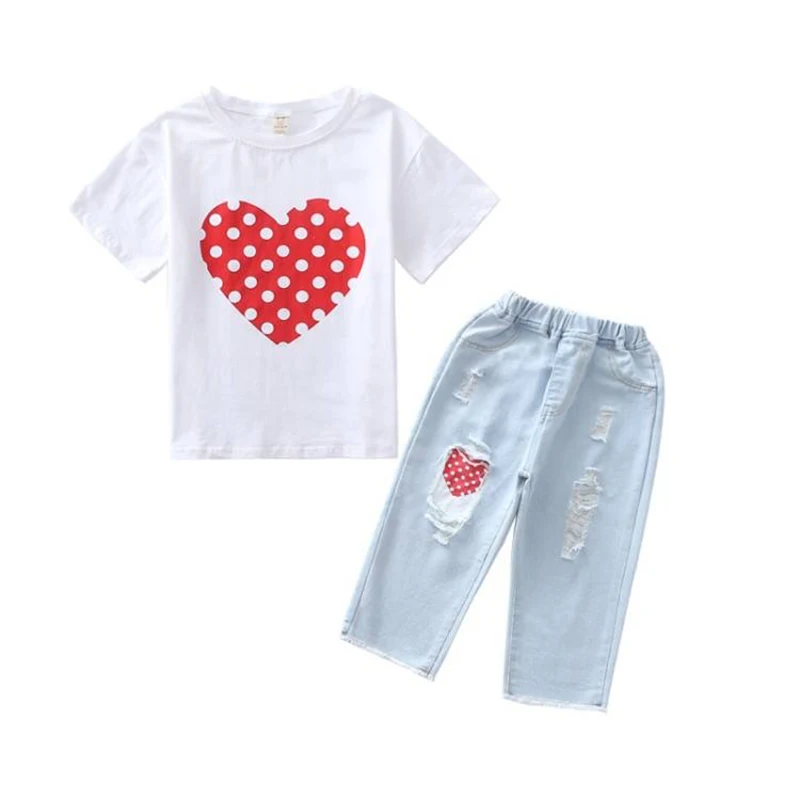 Комплект одежды из 2 предметов для девочек футболка с коротким рукавом и принтом +