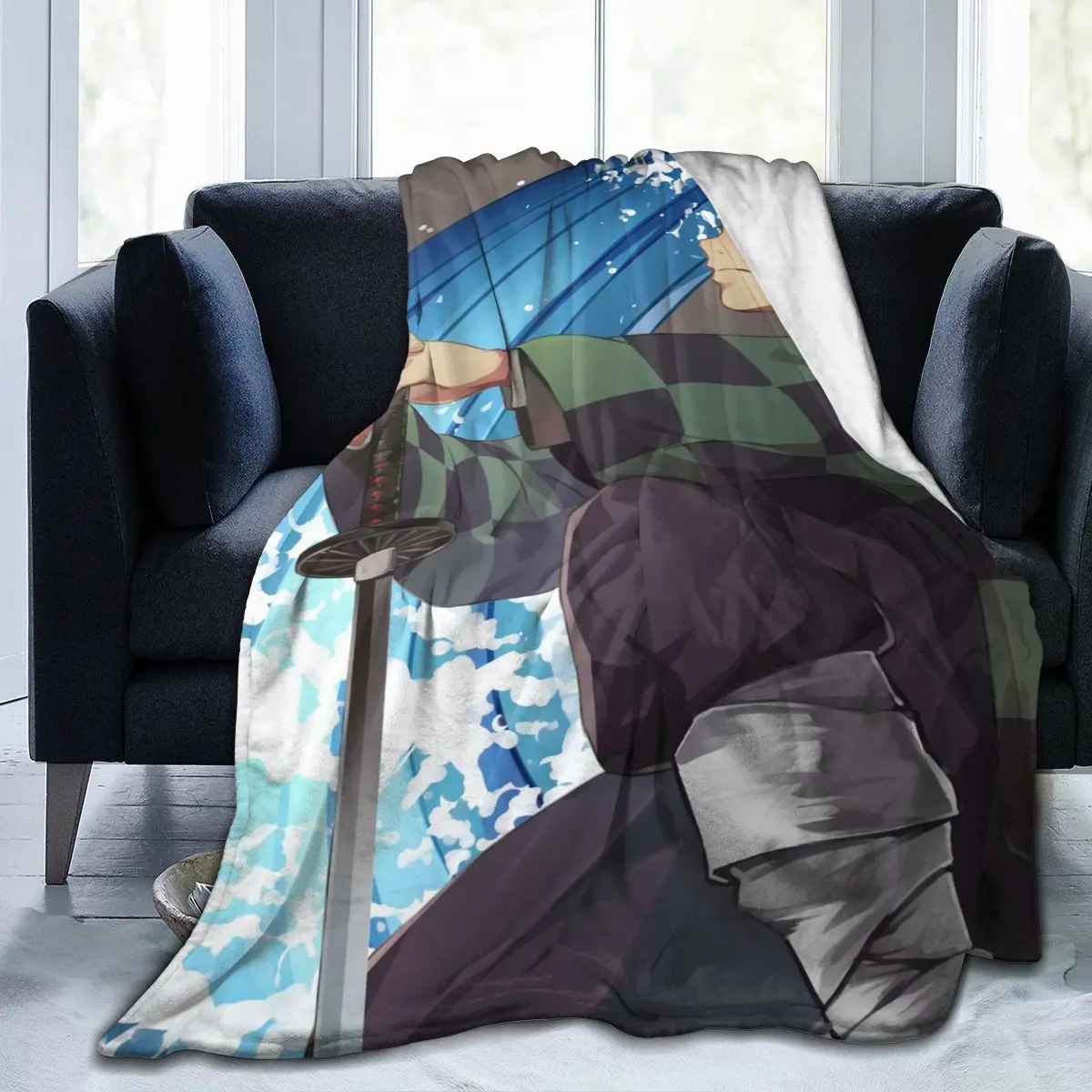 

Anime Fangku 3D Printing Super Soft Blanket Retro Lattice Sublimation Cartoon Bedding Flannel Children Adult Bedroom Decoration