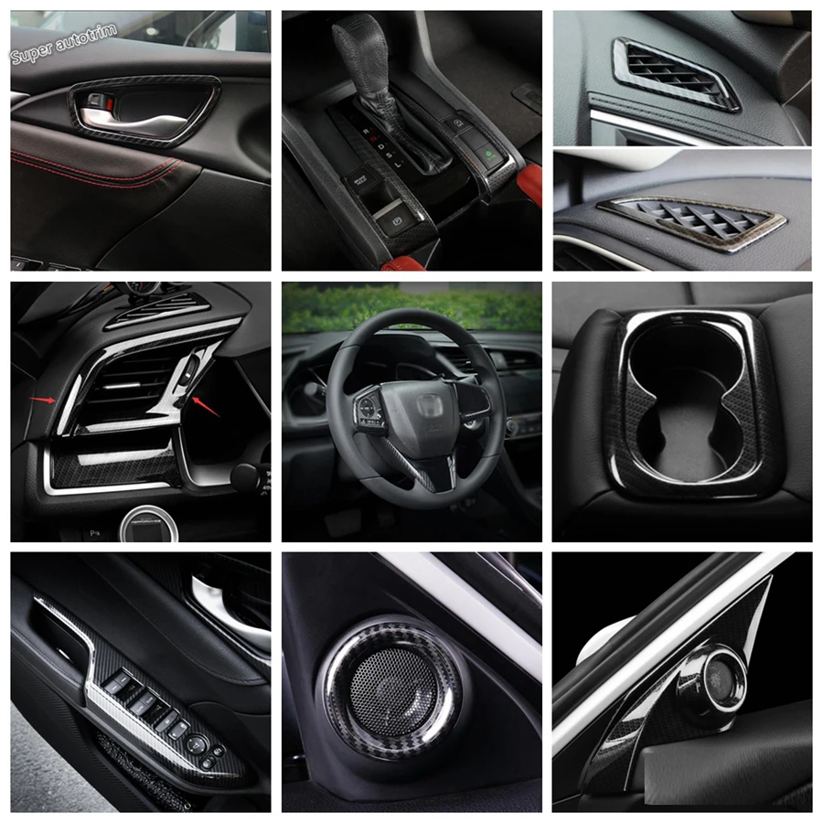 

Lapetus Interior Refit Kit Air AC Panel / Pillar A Speaker / Dashboard Frame / Gear Box Strip Cover Trim For Civic 2016 - 2020