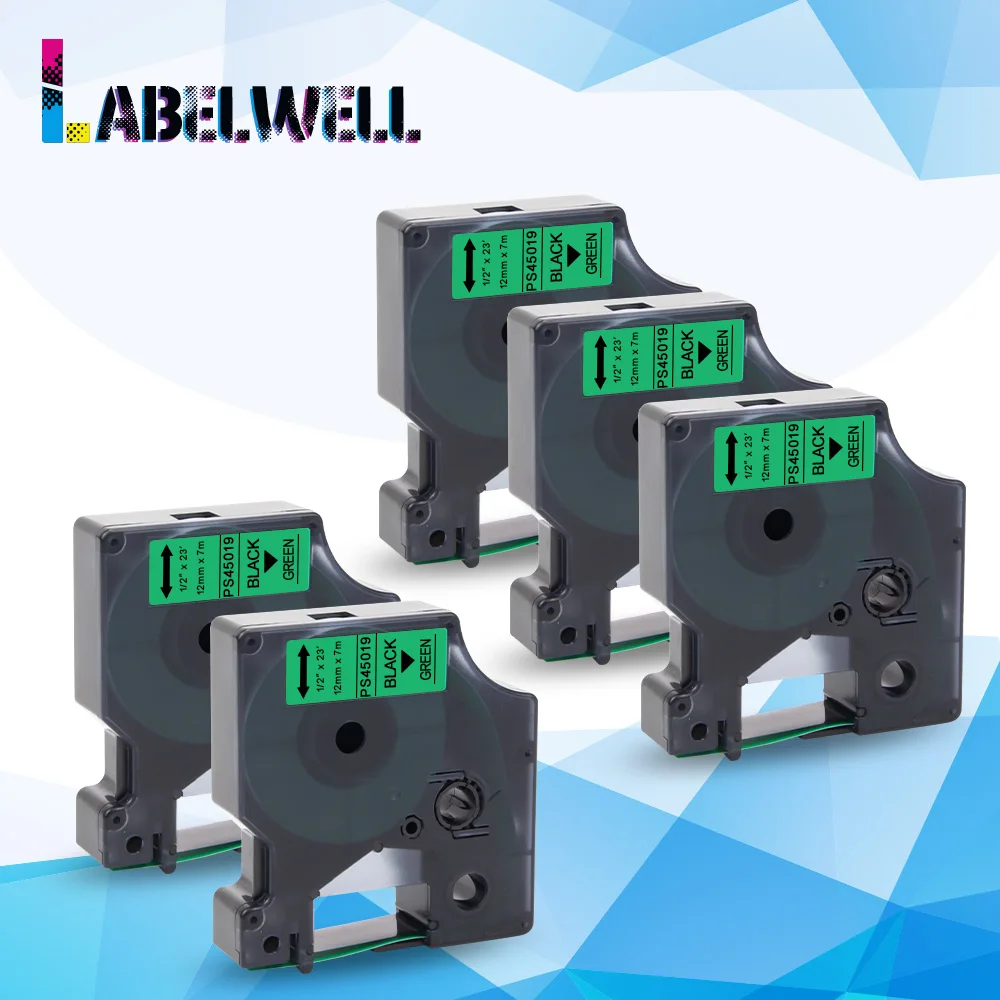Labelwell 12 мм ламинированная этикетка ленты 45019 совместимые с Dymo D1 этикеточная лента