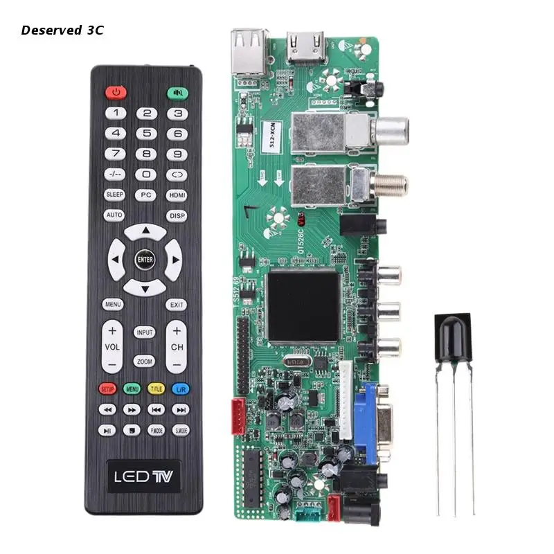 

R9CB DVB-S2 DVB-T2 DVB-C Digital Signal ATV Maple Driver LCD Remote Control Board Launcher Universal Dual USB Media QT526C V1.1