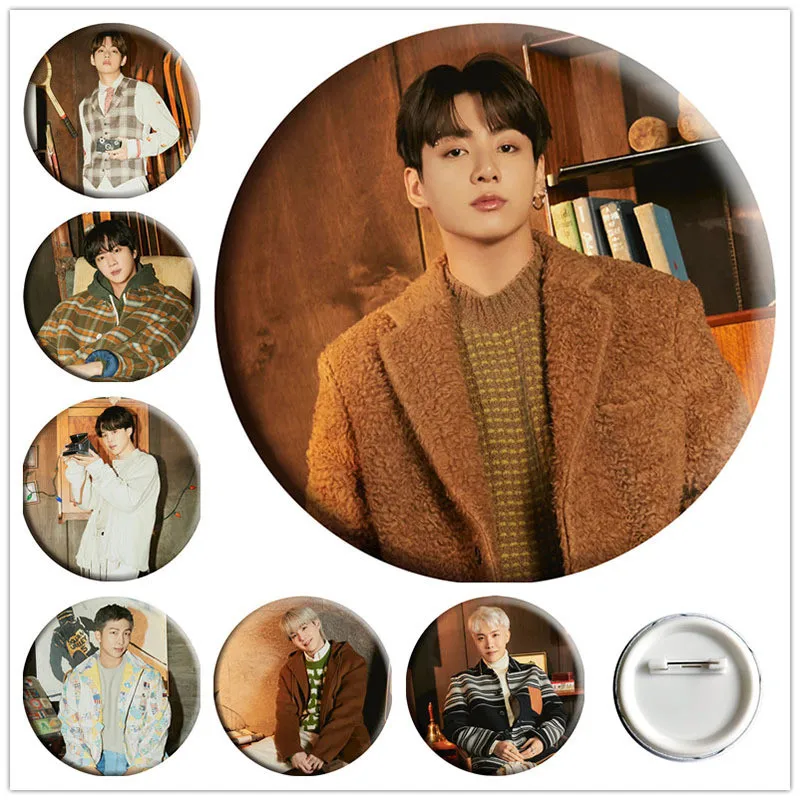 

Новинка Kpop Bangtan Boys мультфильм праздник коллекция круглые значки на булавке металлические булавки брошь сумка Кепка тканевые аксессуары укр...