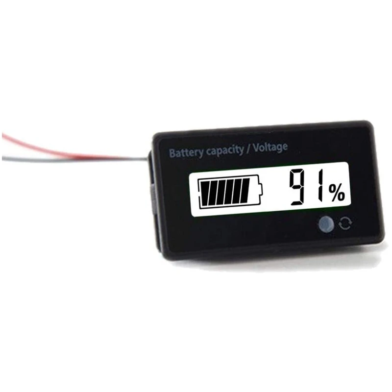 

DC 12V 24V 36V 48V 72V Battery Meter, Battery Capacity Voltage Monitor Gauge Indicator, Battery Tester White