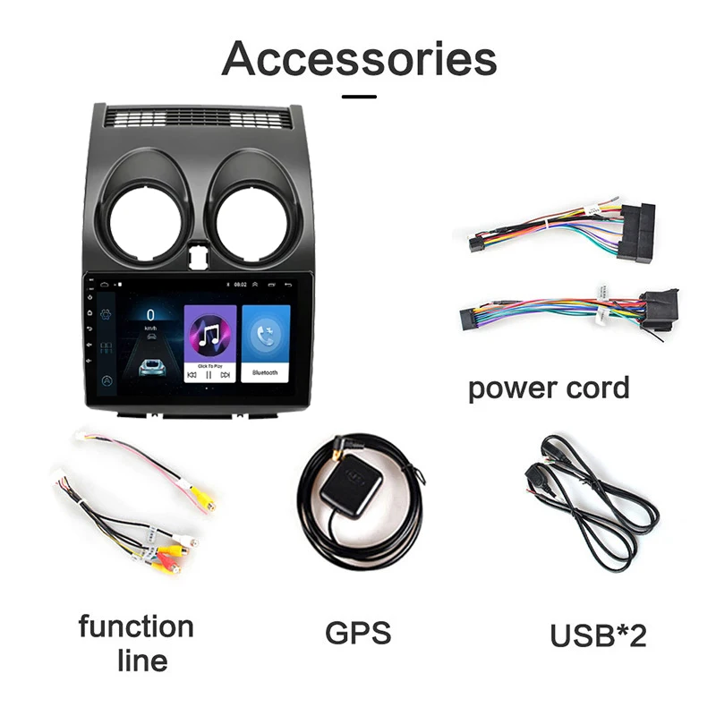 9-дюймовый 2 Din Android 11 2+32 ГБ автомобильная радиостанция с GPS-навигацией и Wi-Fi для Nissan Qashqai 2006-2013.