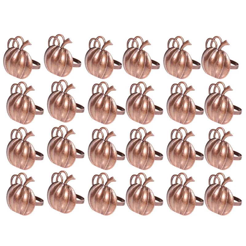 

24 Pcs Pumpkin Napkin Ring Halloween Metal Pumpkin Napkin Ring Holder for Halloween Harvest Day Party Supplies