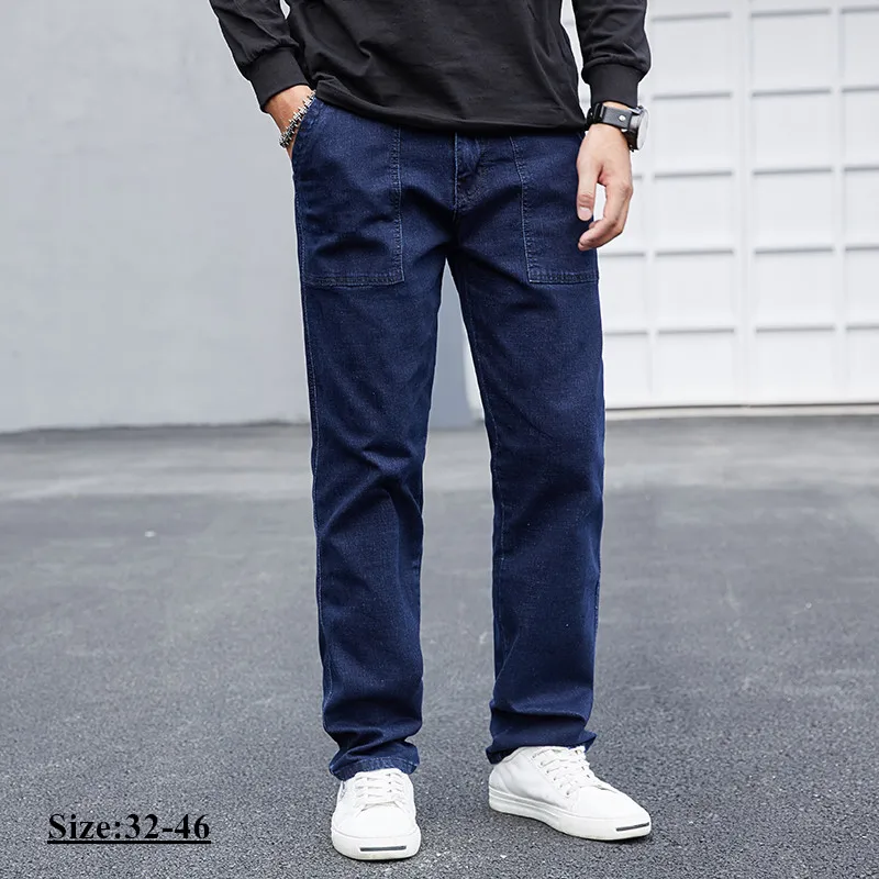 Мужские модные простые однотонные узкие прямые джинсы Классические Стильные