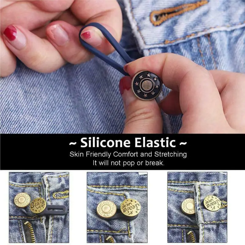 

5Pcs Sewing Jeans Buttons Retractable Waist Button Metal Extended Buckles Pant Waistband Expander DIY Sewing Button