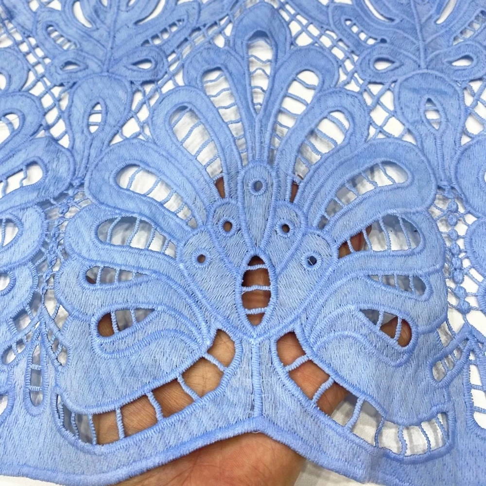 Анна новейшая небесно-голубая африканская кордовая кружевная Водорастворимая