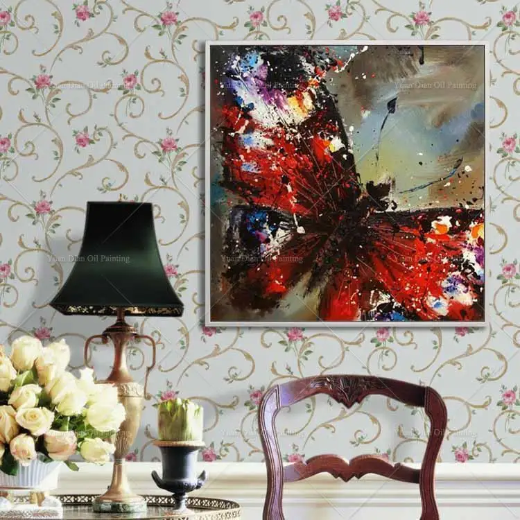 

Butterfly Lovely Animal Living Room Restaurant Interior Decoration Picture Wall Art Hand Painted Oil Painting