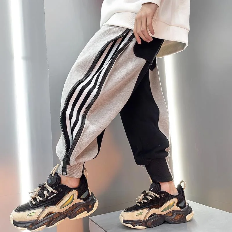 Брюки для мальчиков Модные Полосатые повседневные штаны на весну осень детские