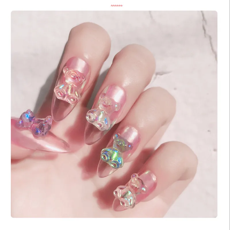 

6pcs Mixed 3 Size Cute Bear 3D Nail Art Decorations Fashion Nail Polish UV Gel DIY Ornaments Manicure Design Accessories