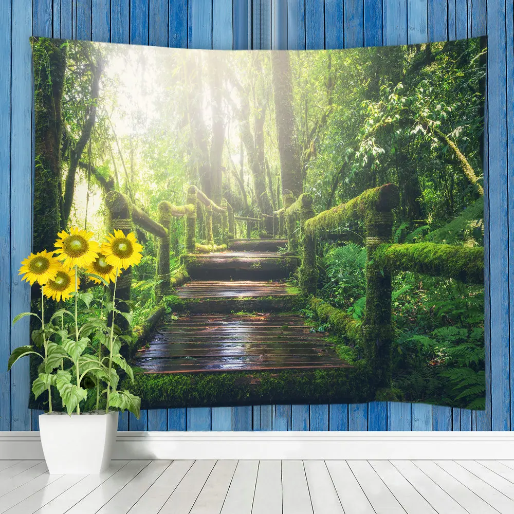 

Forest Landscape Tapestry Wall Hanging Natural Scenery Living Room Bedroom Dorm Decor Wall Tapestries Home Art Adornment Curtain