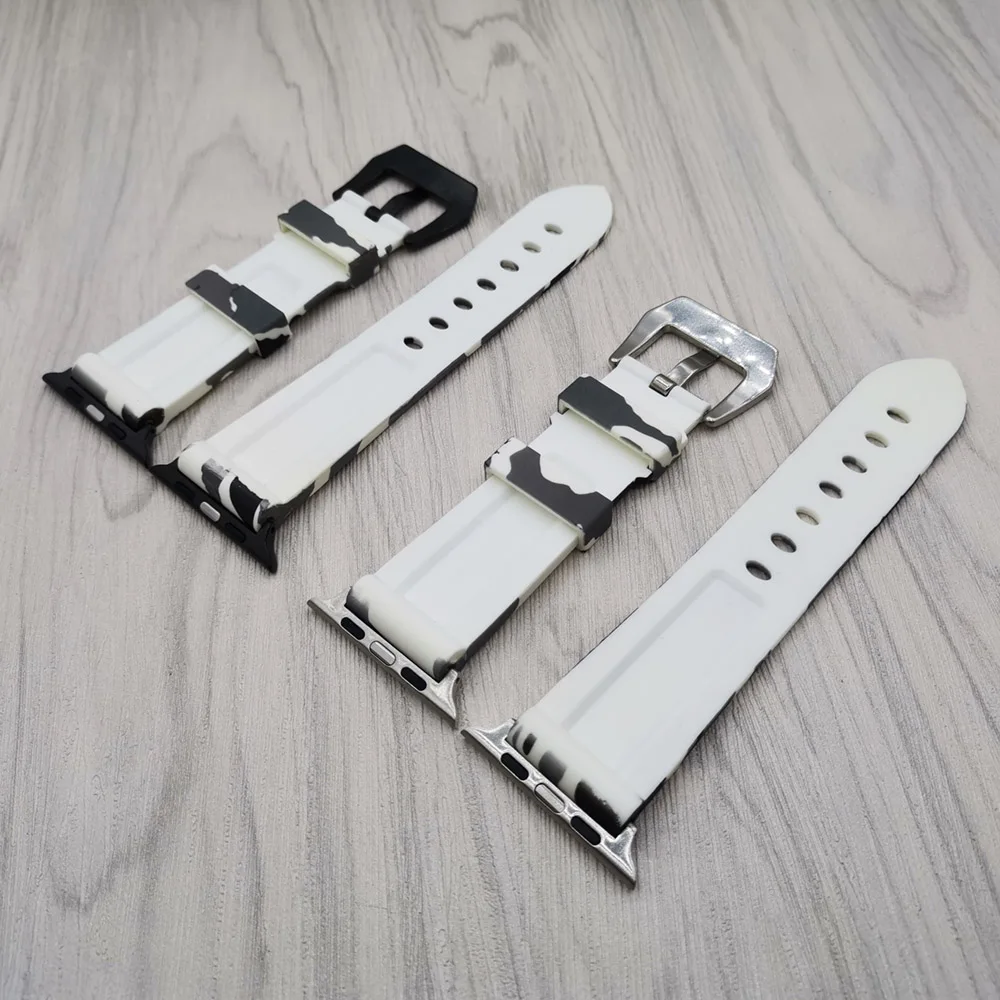 Резиновый ремешок для часов Apple Watch Series 5 4 3 2 1 40 мм 44 38 42 iWatch белый камуфляж |