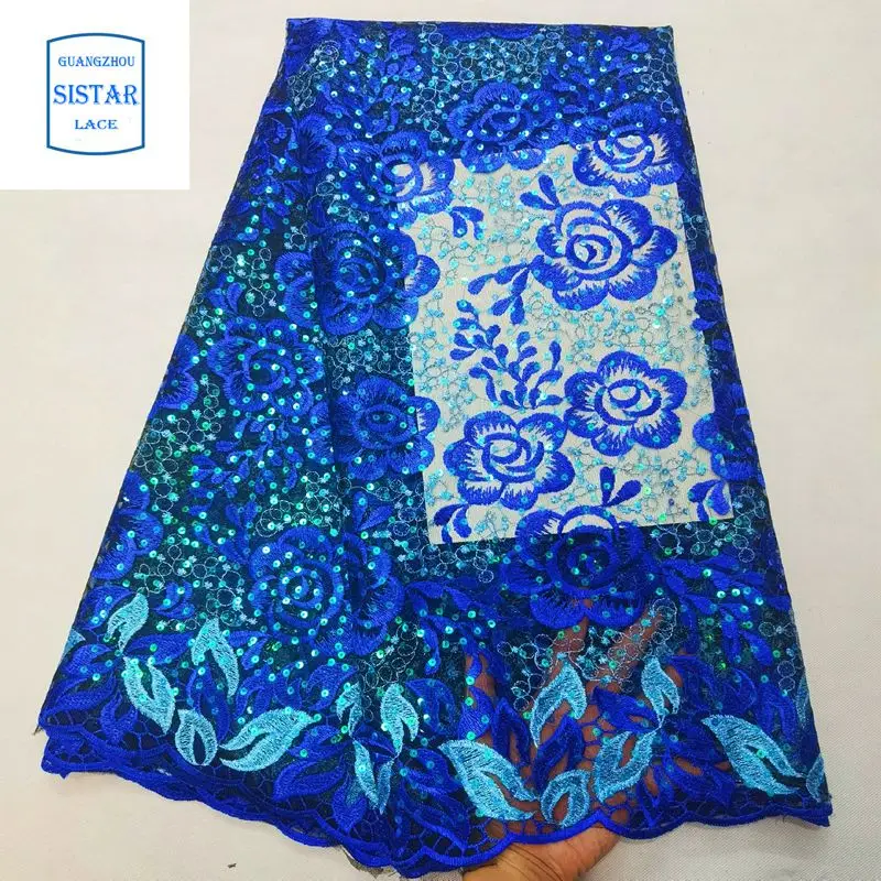 Peach African Lace Embroidered Nigerian Fabric With Sequins High Quality Dubai French Mesh 5 Yards 2020 |