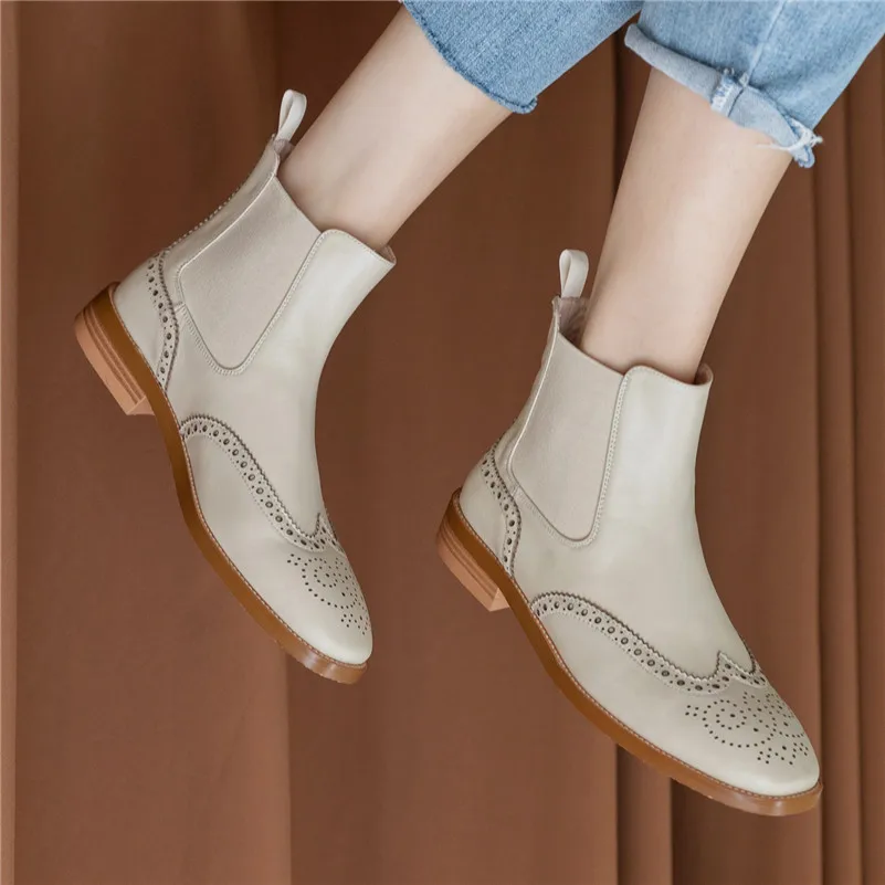 Женские ботинки Челси FEDONAS повседневные из натуральной кожи с квадратным носком