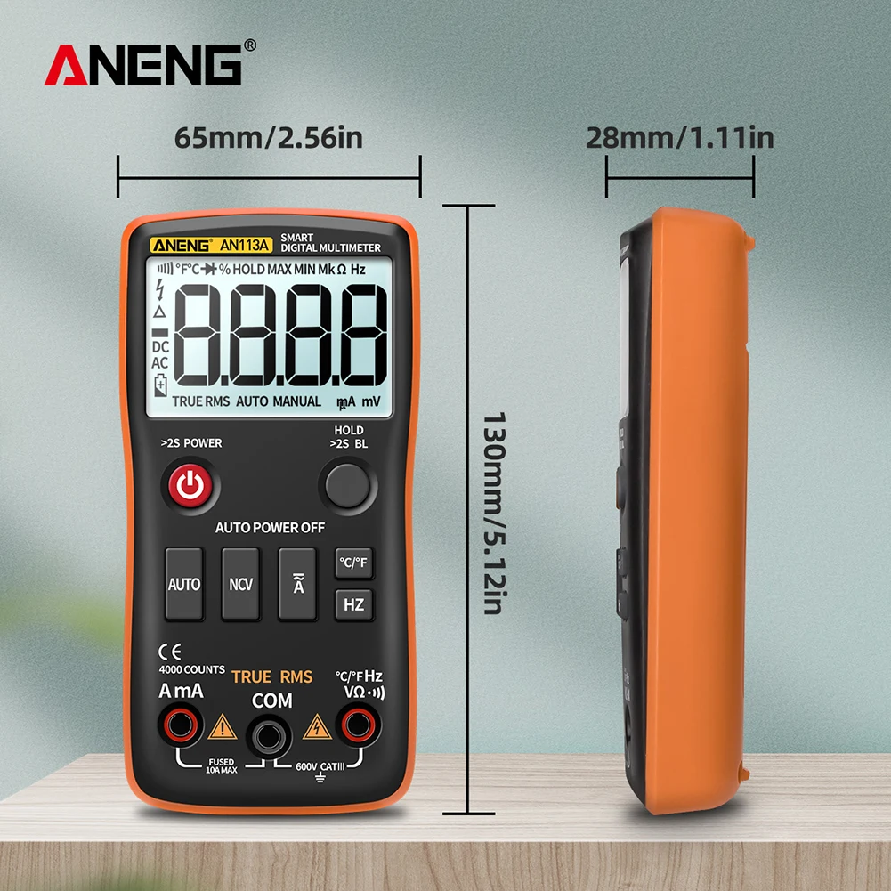 

ANENG S1 4000 Count Digital AC/DC Voltage Current Multimeter True RMS Auto Range LCD Automatic Professional Multimetro Tester