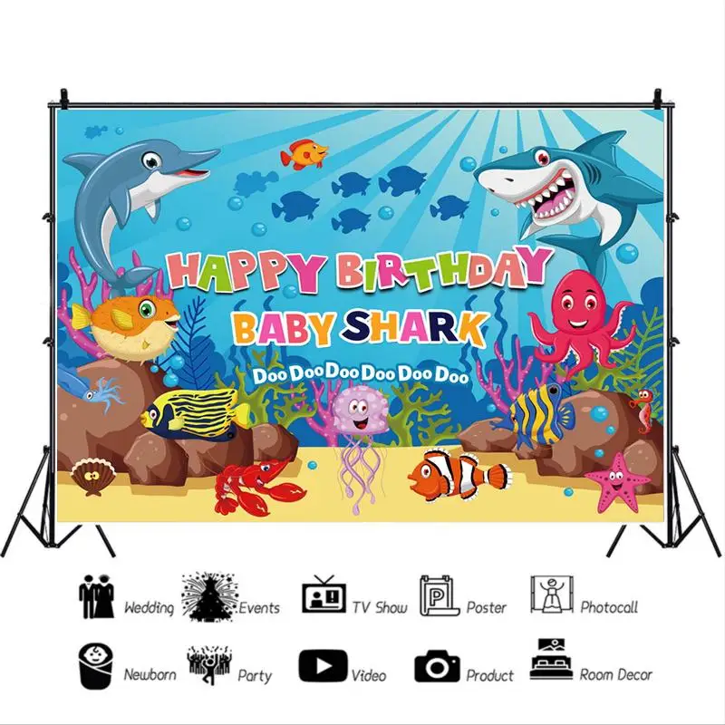 С изображением акулы из мультфильма кальмар звезды Детская подводный мир фон