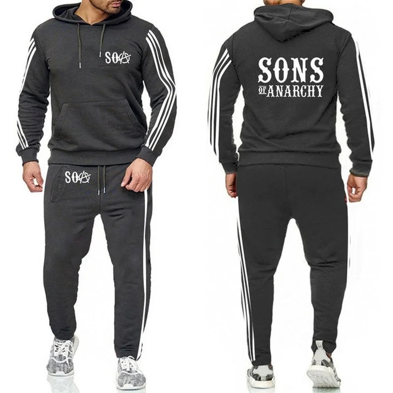 

For SOA Sons of anarchy the child SONS Printed Fashion Hoodies Men Casual Spring Autumn Sweatshirt Mens Hoodies Pants Suit 2Pcs