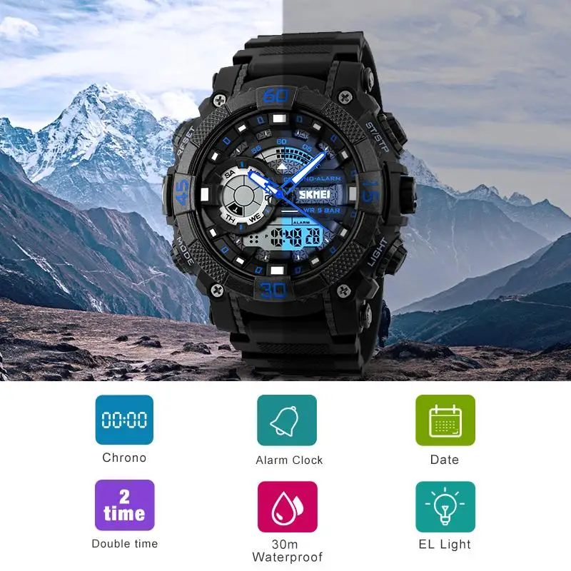 

SKMEI Fashion Sports Watches For Men Led Electronic Quartz Digital Watch 50M Waterproof Wrist Watches Relogio Masculino 1228