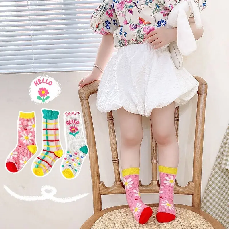 Гольфы для маленьких девочек от 1 до 8 лет Симпатичные винтажные сетчатые длинные