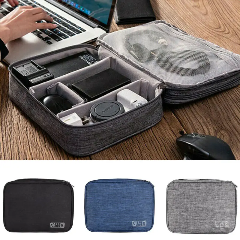 Сумка для хранения кабеля с одной/двойной молнией, цифровая электроника, usb-гаджет, органайзер, чехол для зарядного устройства, косметичка, дорожная Сумка для документов
